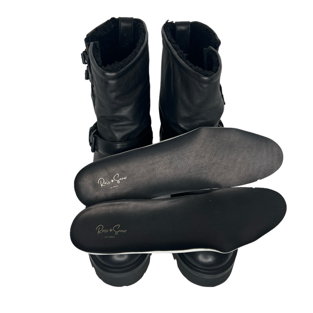 Ross & Snow Women’s Lucky Black Shearling Lining Leather Moto Boots Size 11 - Picture 9 of 16
